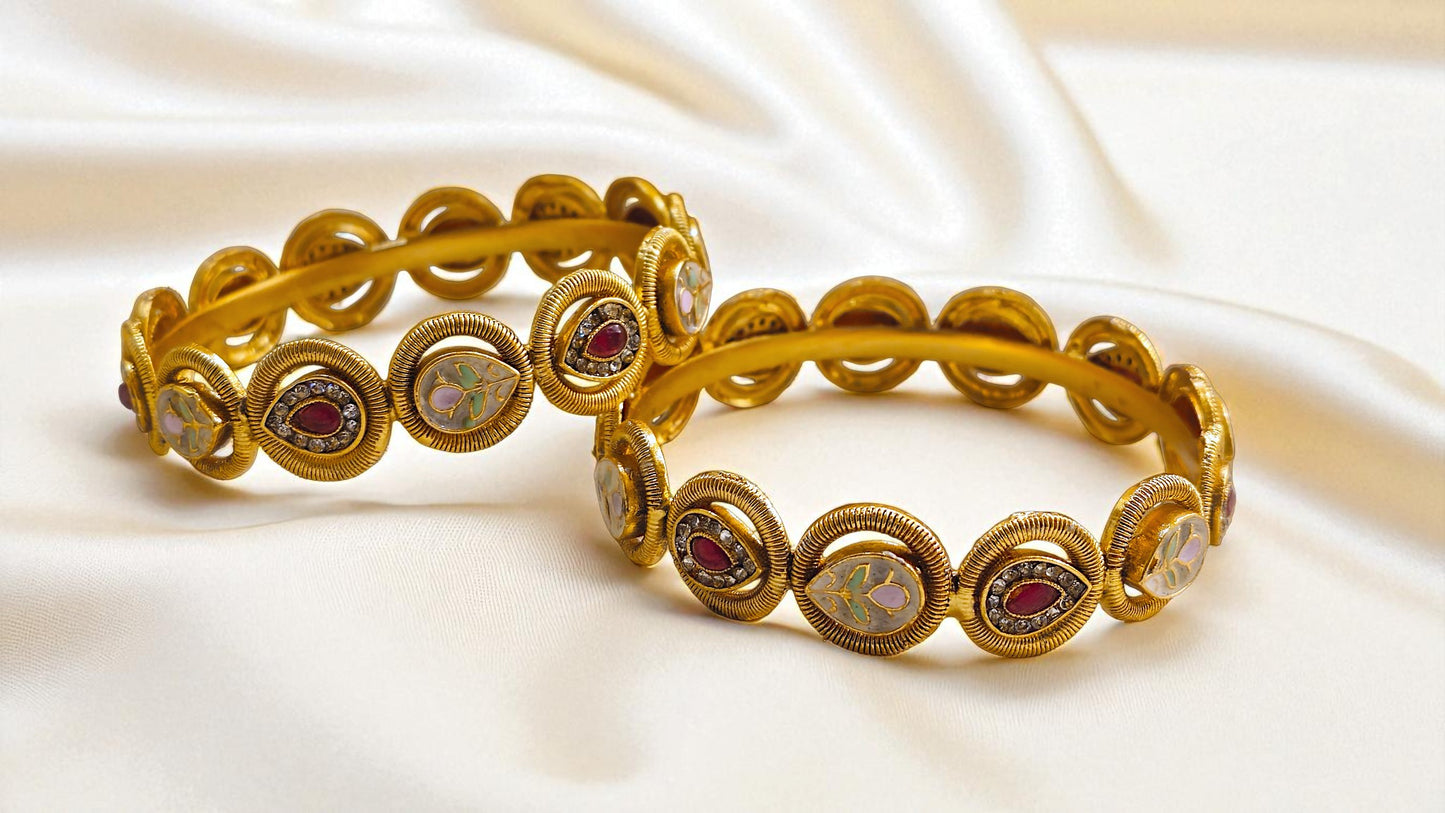 Antique Meenakari Charm Bangles