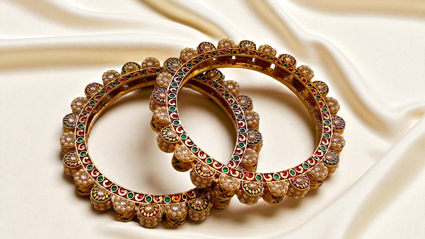 Maharani Pearl Kundan Bangles