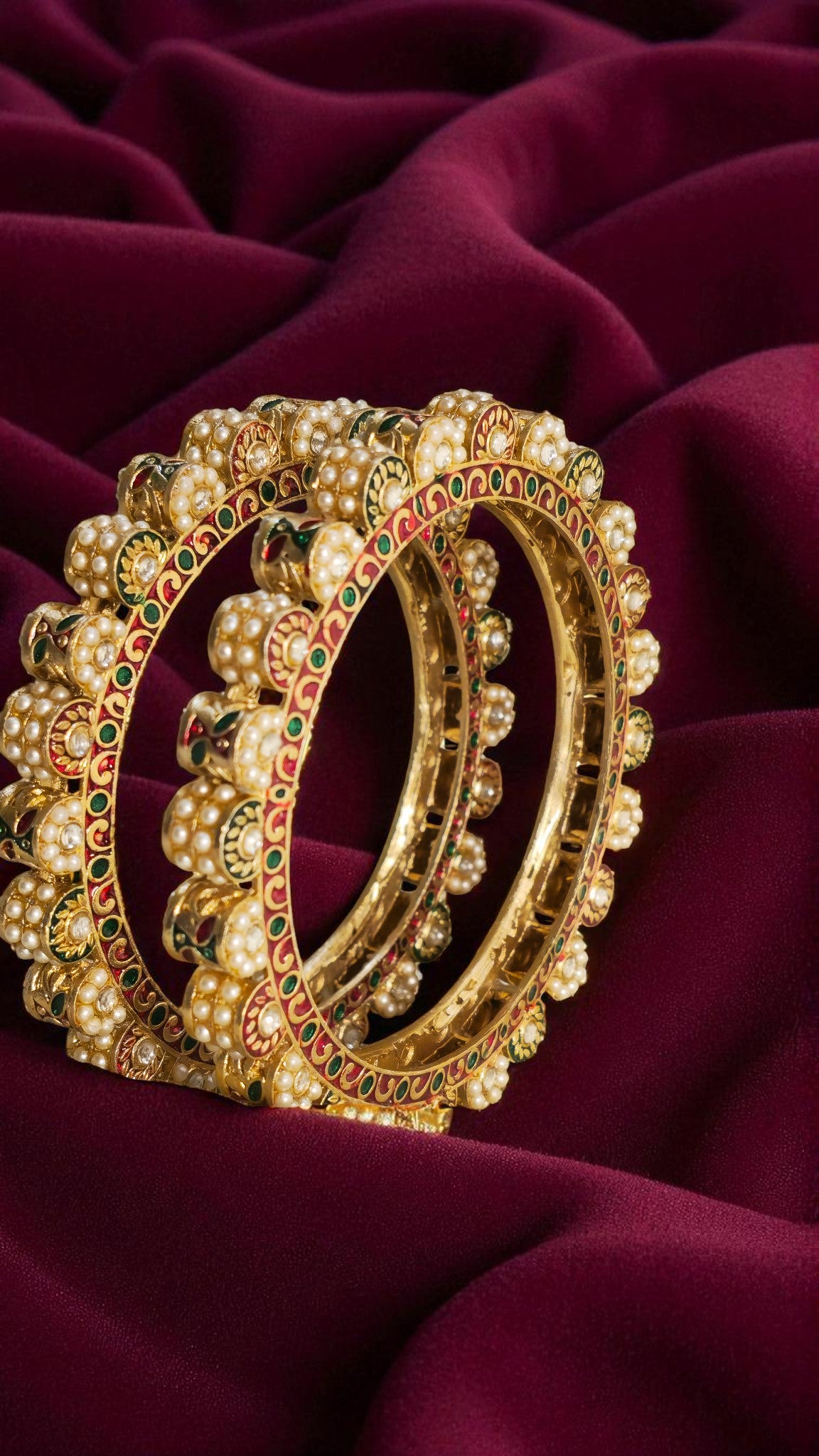 Maharani Pearl Kundan Bangles
