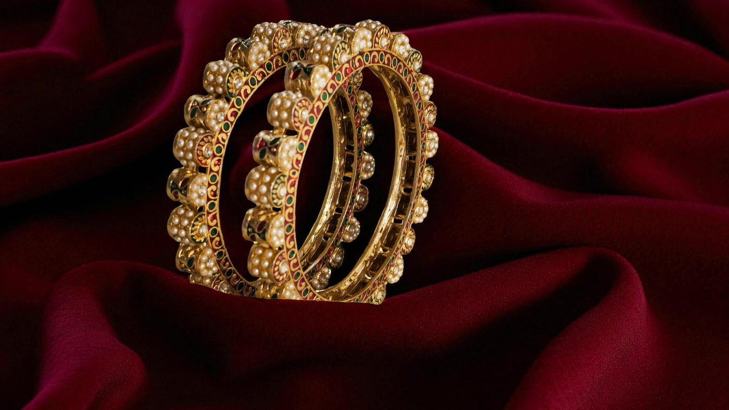 Maharani Pearl Kundan Bangles