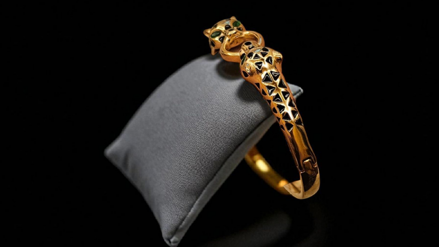 Regal Panther Head Kada Bracelet (Gold Finish)