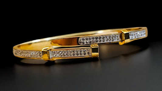 Crystal Elegance Gold Kada Bracelet