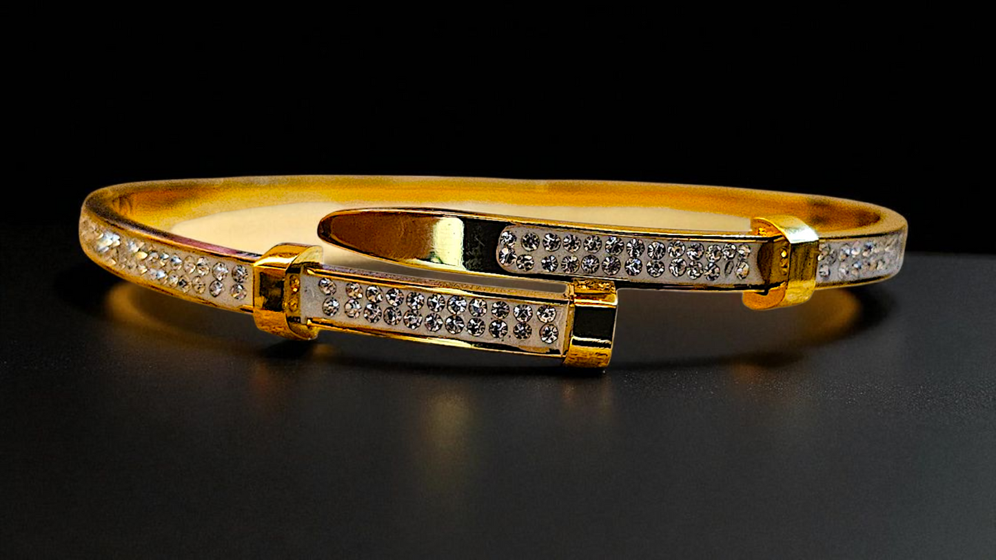Crystal Elegance Gold Kada Bracelet