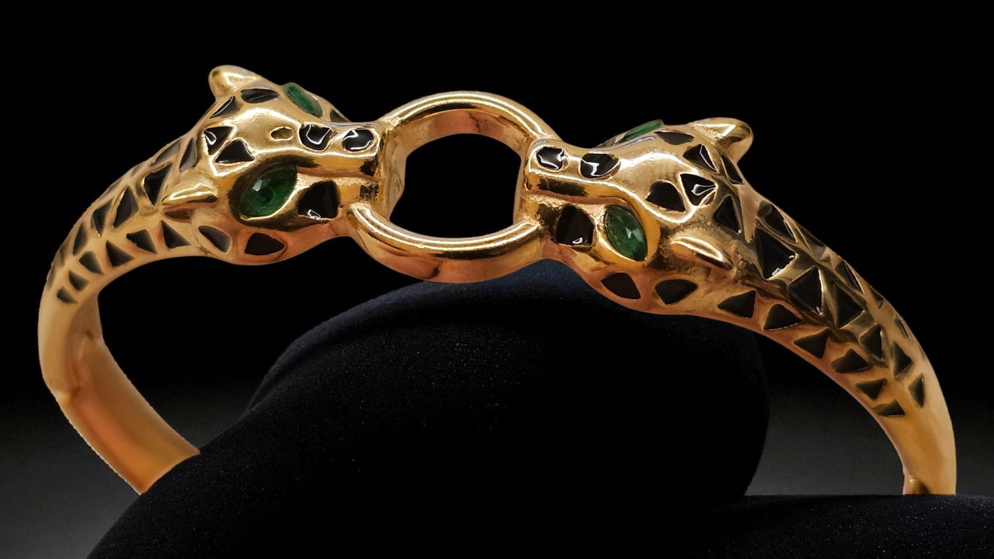 Regal Panther Head Kada Bracelet (Gold Finish)