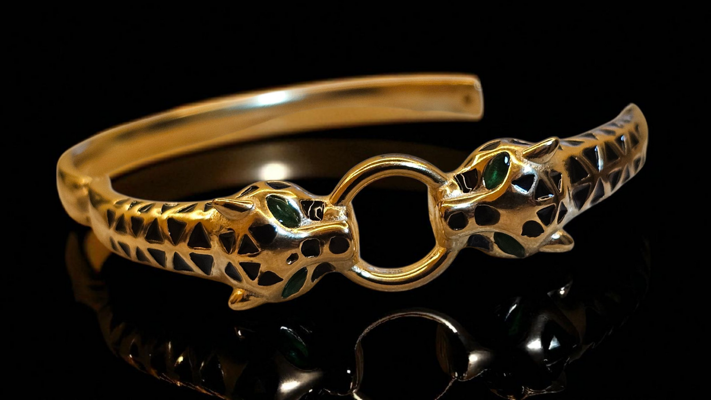 Regal Panther Head Kada Bracelet (Gold Finish)