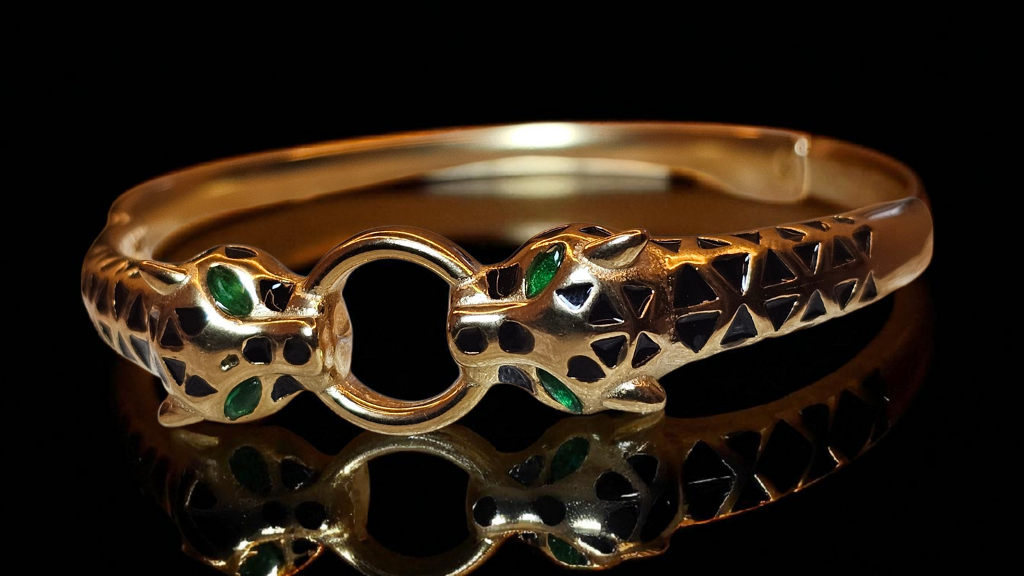 Regal Panther Head Kada Bracelet (Gold Finish)