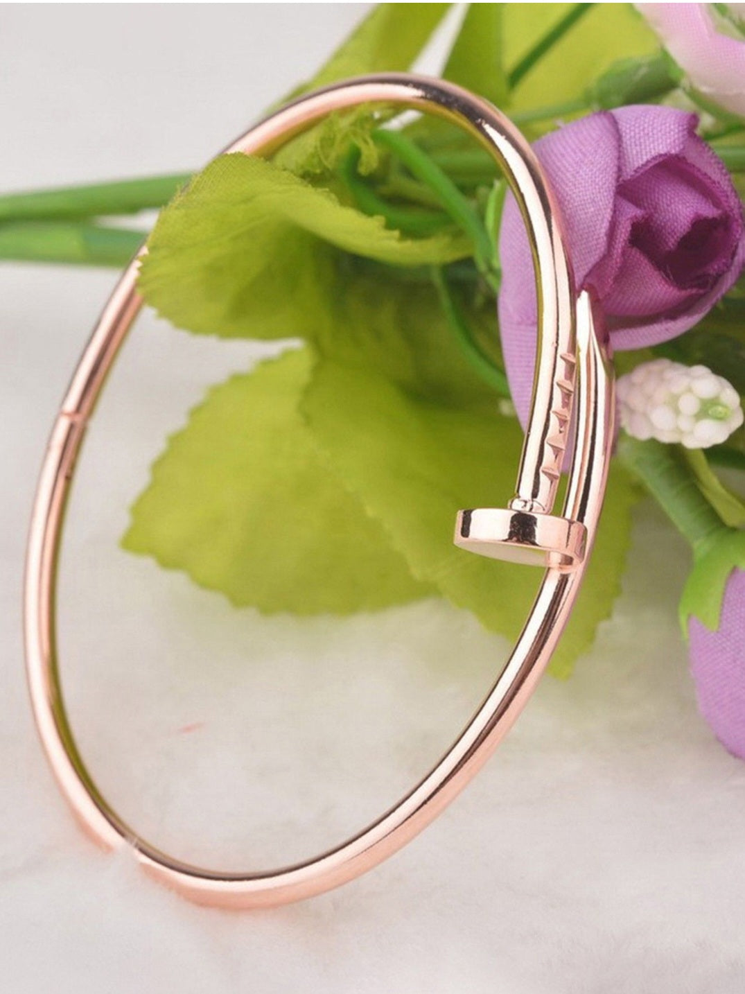 Rose Gold Plated Anti Tarnish Nail Bracelet