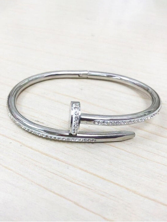 Silver Plated Stainless Steel AD Studded